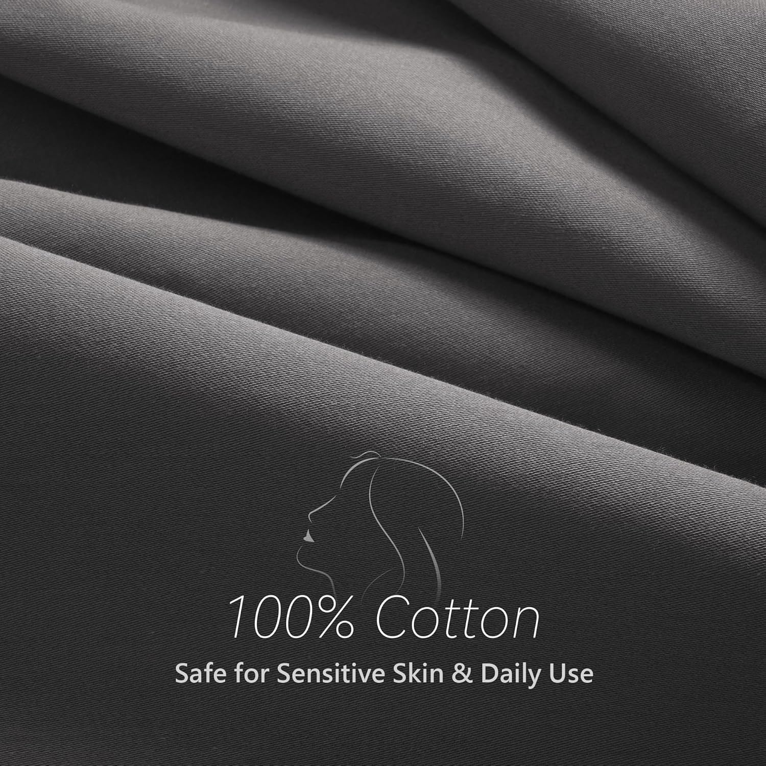 Skiennix 100% Cotton Pillowcase - Soft Gray Queen Size with Envelope Closure | 500 Thread Count, 20x30 Inches