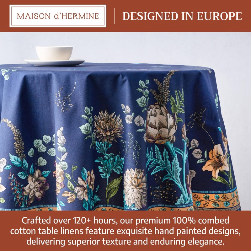 Maison d' Hermine Premium Table Cloth Rectangle Table 100% Combed Cotton 140 x 70 Inches Tablecloth Reusable Decorative for Dining Room, Farmhouse, Home, Party, Festive & Wedding - Artichoke