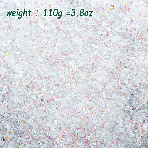 Hungdao Faux Snow Decoration - Sparkly White Artificial Snowflakes for Crafts | 3.8 Ounce