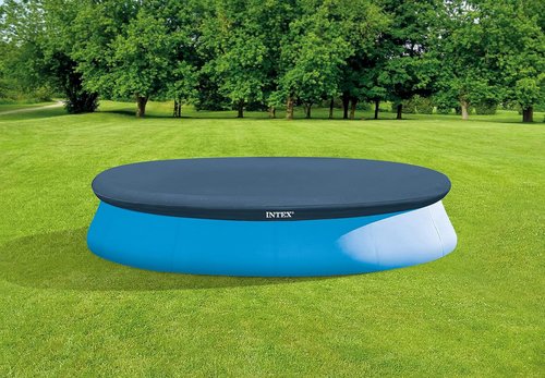 INTEX 28022E Pool Cover - Snug Fit for 12ft Round Easy Set Pools | Includes Drain Holes & Rope Tie