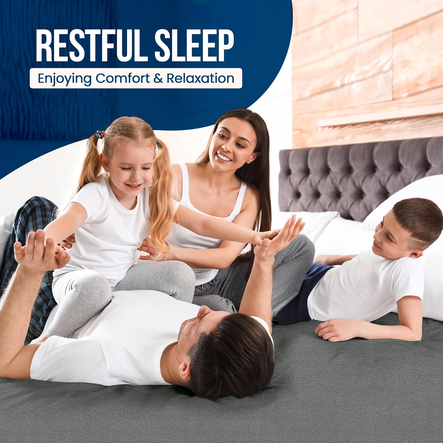 Utopia Bedding Full Size Mattress Protector - Waterproof Terry Cover with Deep Pockets (Gray)