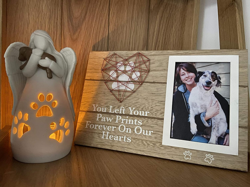 OakiWay Dog Memorial Gifts - Angel Candle Holder Statue with Flickering LED Light | Pet Loss Sympathy Gift