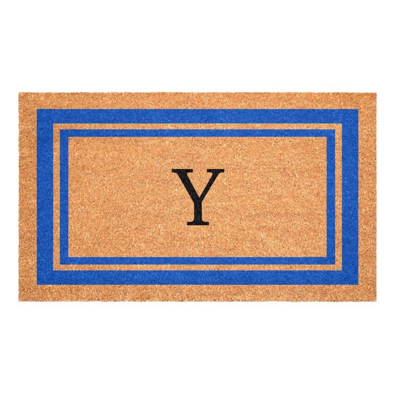 Calloway Mills 152971830Y Blue Border 18" x 30" Monogram Doormat (Letter Y)