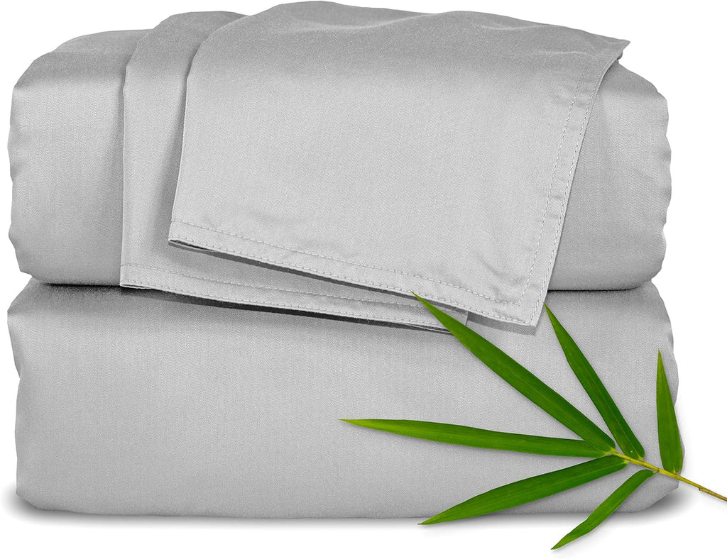 Pure Bamboo California King Sheets - 100% Organic Viscose Bed Sheet Set, Soft & Cooling, Silver Pearl