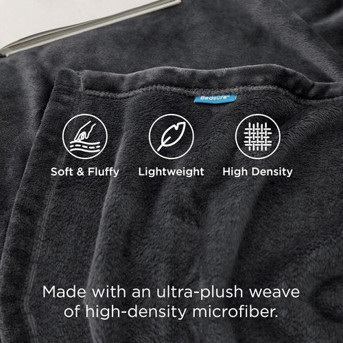 Bedsure GentleSoft Fleece Blanket - Cozy Lightweight Plush California King Size Charcoal, 102x96 Inches