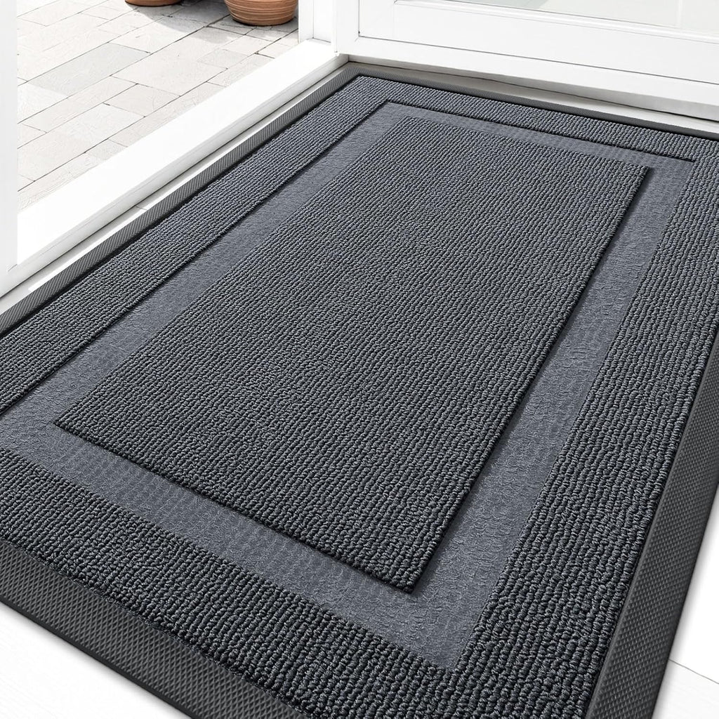 OLANLY Waterproof Front Door Mat - All-Season Indoor/Outdoor Doormat, Easy Clean, 29.5x17, Charcoal Gray