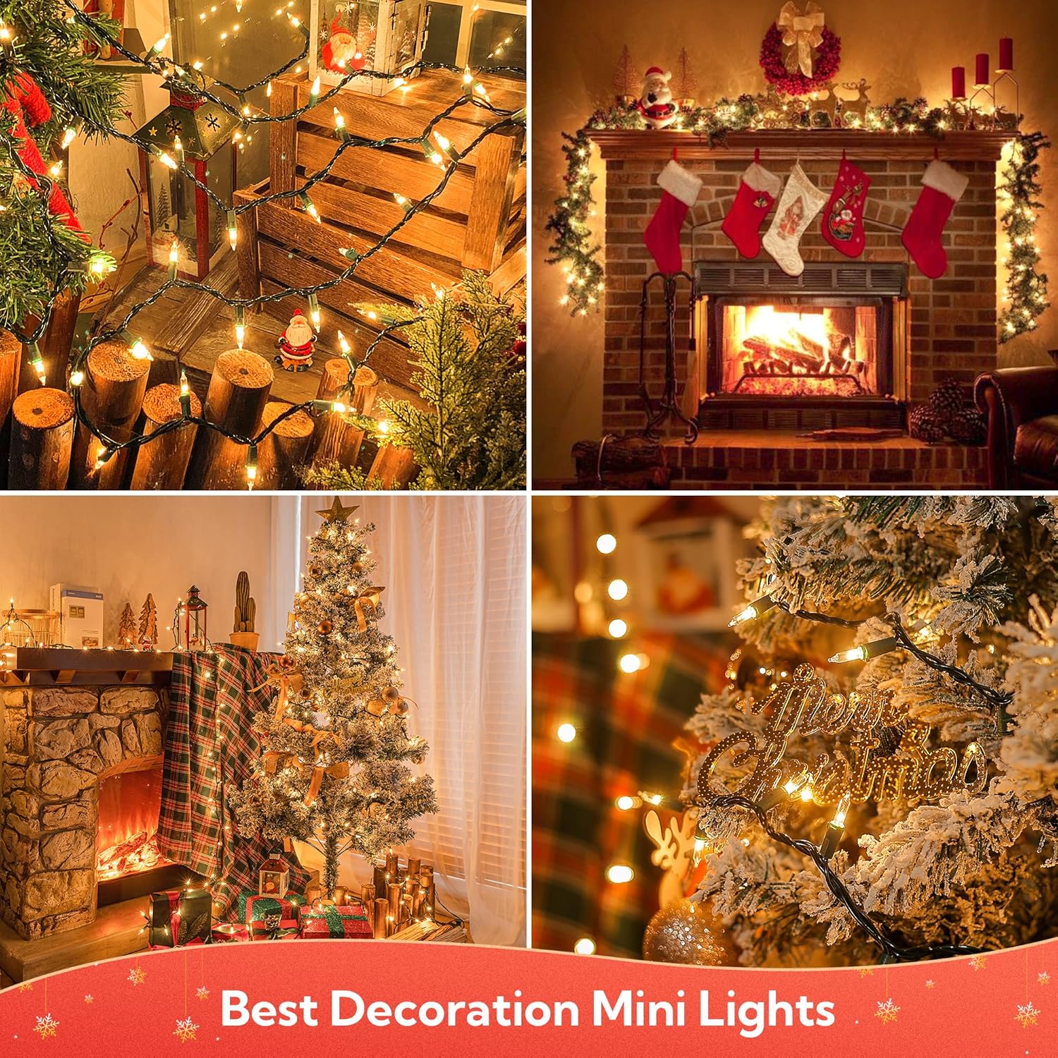 Skiennix 100 Count White Christmas Lights - Clear Mini Incandescent String Lights for Home & Party (23 Feet)