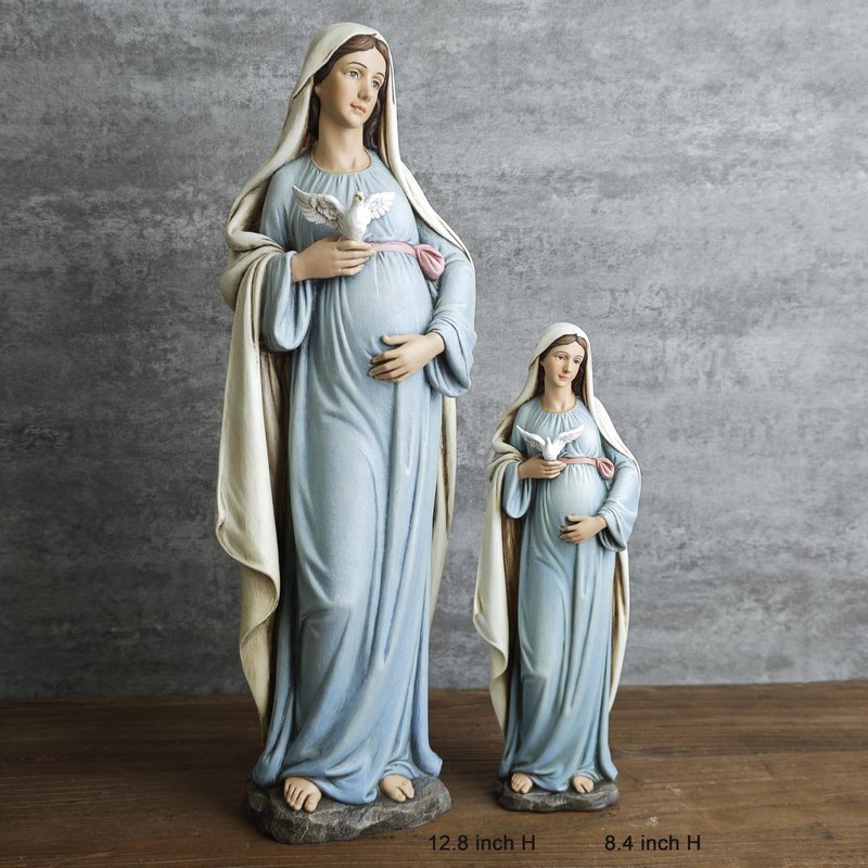 BC Catholic Expectant Mary Mother Statue, 12.8" H Blessed Virgin Mary Figure, Pregnant Mary for Pregnant Mom Gift, Inspirational Home décor of Peace Love Hope, Handpainted by Buildclassic