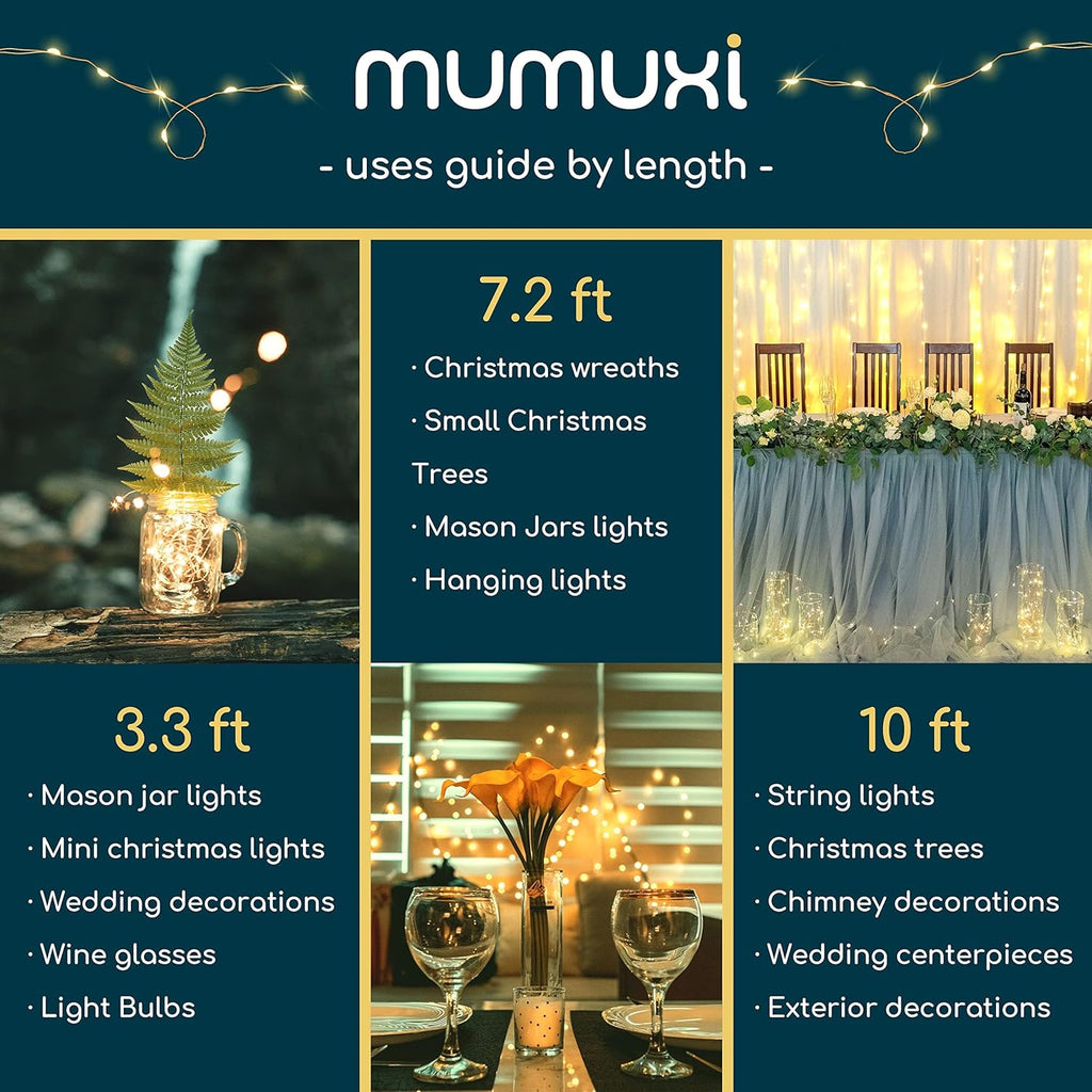 MUMUXI Fairy Lights - 12 Pack 7.2ft Battery Operated String Lights | 20 Mini LEDs for Wedding & Home Decor