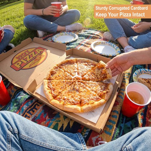 BOARDS+ Pizza Boxes 10 x 10 x 1.75 Inches (15 Pack) | Kraft Corrugated Cardboard Pizza Boxes | Keep Your Pizzas, Baked Goods Hot & Steamy