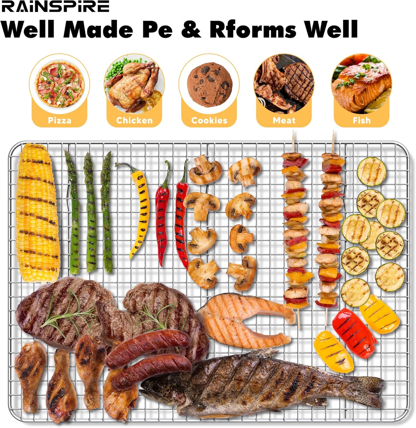 Rainspire Stainless Steel Cooling Rack - Heavy Duty Oven Safe Baking Rack | Fits Quarter Sheet Pan (8.5" x 12")