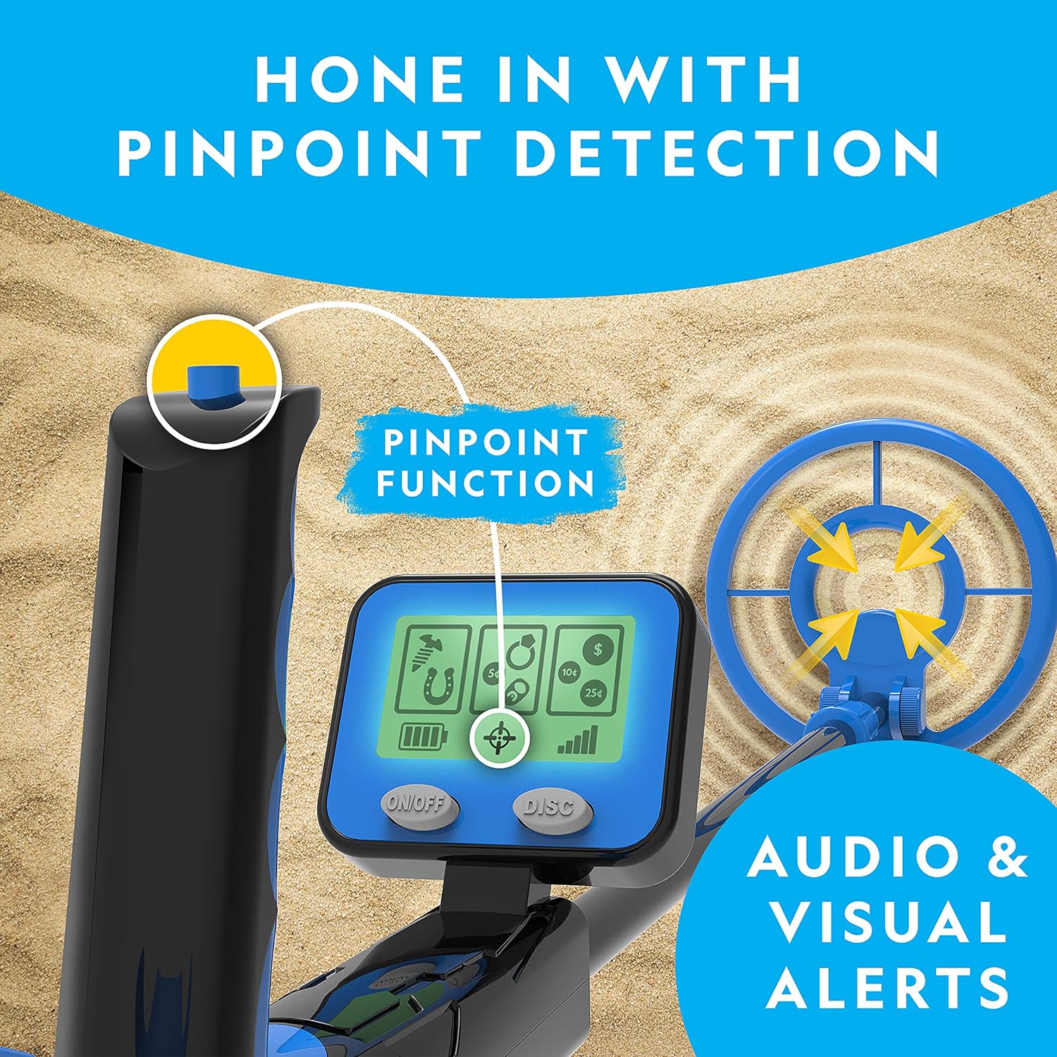 National Geographic Metal Detector for Kids - Waterproof 7.4" Coil, Lightweight Gold Detector with LCD Display