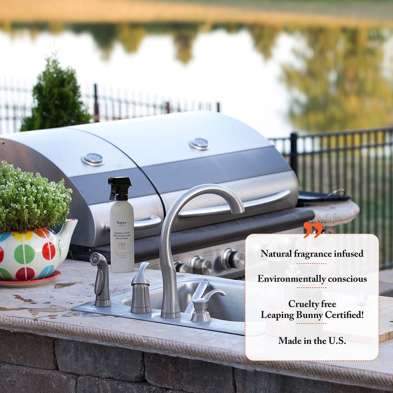 Bayes High-Performance Stainless Steel BBQ Exterior Cleaner and Protectant - Cleans, Shines and Protects Stainless Steel Barbecue Surfaces, Shields from Outdoor Elements - 16 oz, 6 Pack