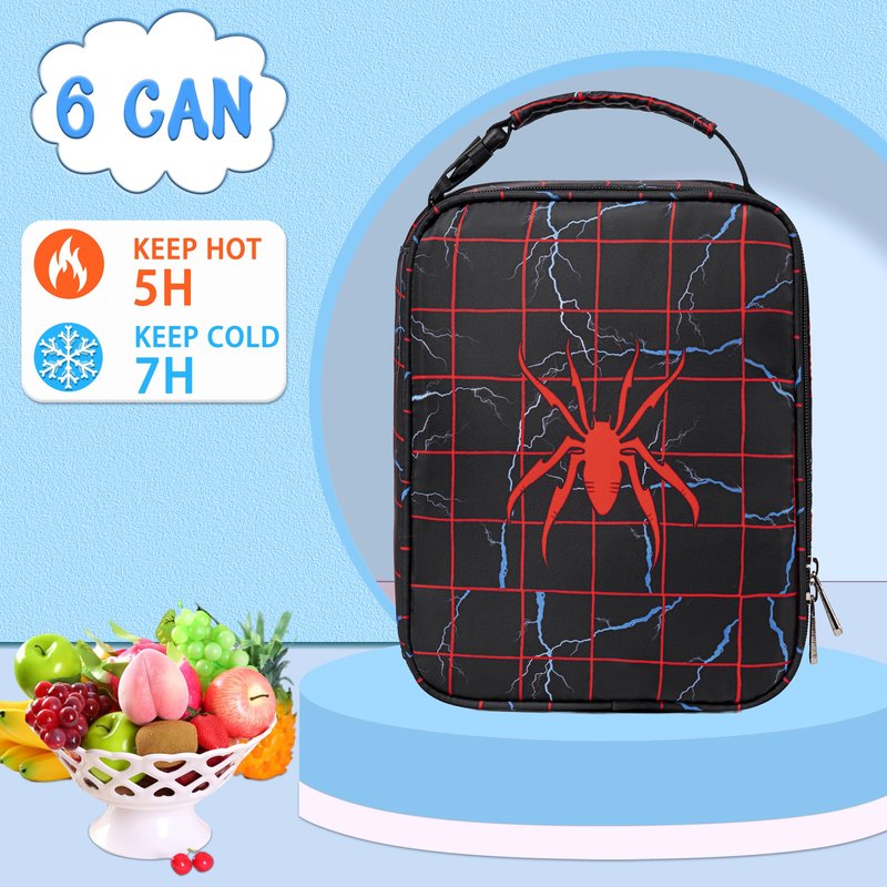 FunnyGifts Kids Boys Lunch Box Insulated Lunch Bag for 3 4 5 6 7 8 9 10 11 12 Kids For Back to School Reusable Freezable Small Cooler Bag Snack Bag for Elementary Kindergarten Primary School