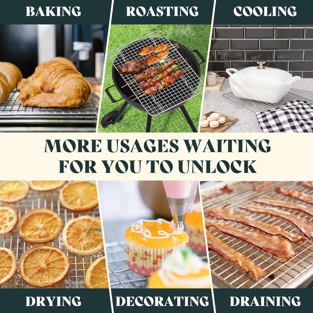 Premium Stainless Steel Cooling Racks by [Brand Name] - Heavy Duty 8.5"x12" Oven Safe Baking Rack for Roasting & Grilling