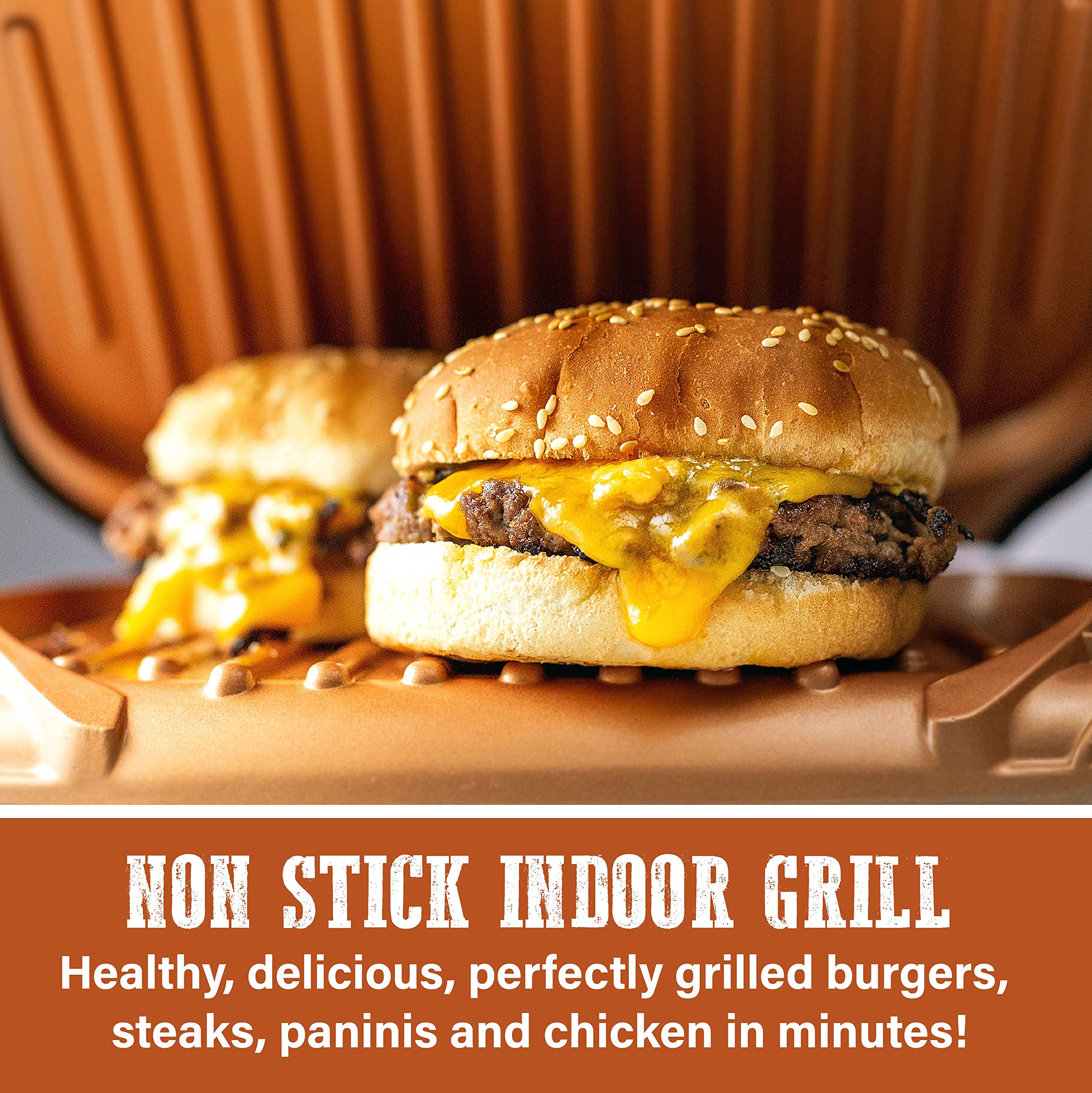 Gotham Steel Electric Grill Low Fat Multipurpose Sandwich Grill with Nonstick Copper Coating – As Seen on TV Large