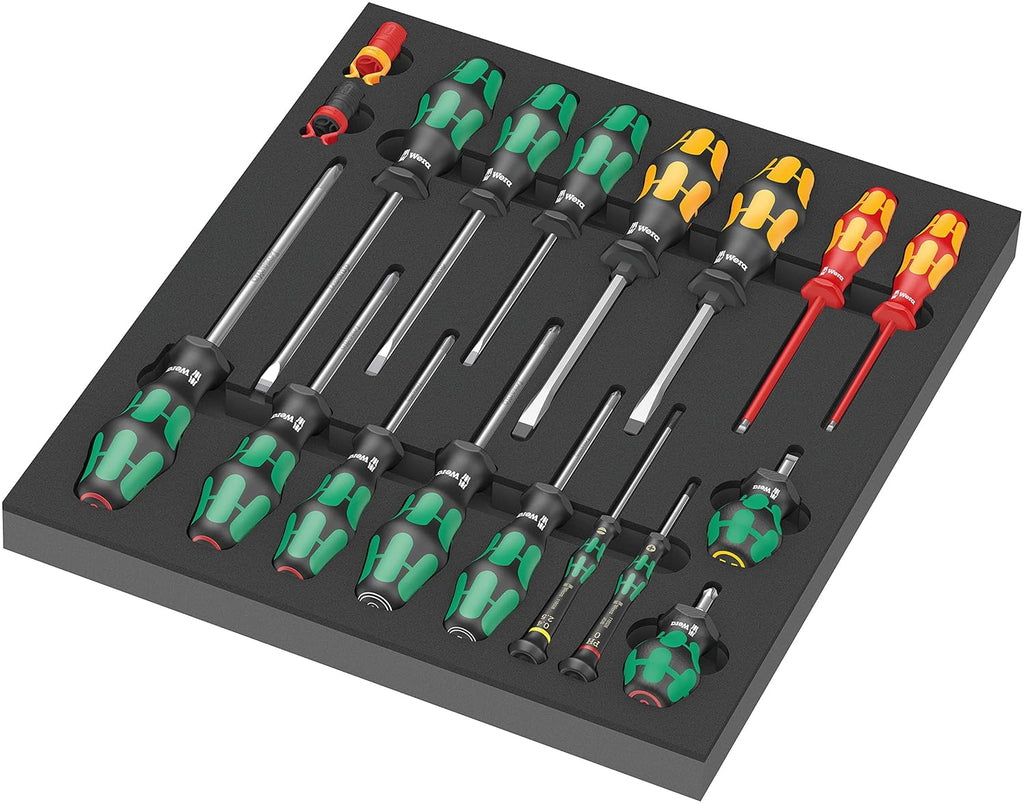 Wera 9710 Foam Insert Screwdriver Set - 18-Piece Professional Tool Kit for Precision Work