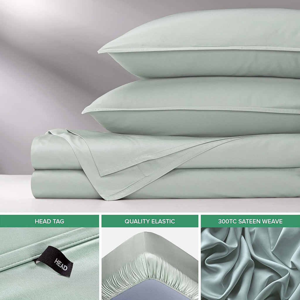 Pure Bamboo King Sheets - Luxuriously Soft 100% Organic Viscose Bed Sheet Set | Cooling & Durable (King, Sea Glass)