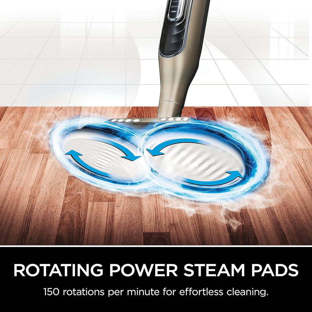 Shark S7001 Mop - Scrub & Sanitize Hard Floors with 4 Washable Pads, 3 Steam Modes & LED Headlights - Gold