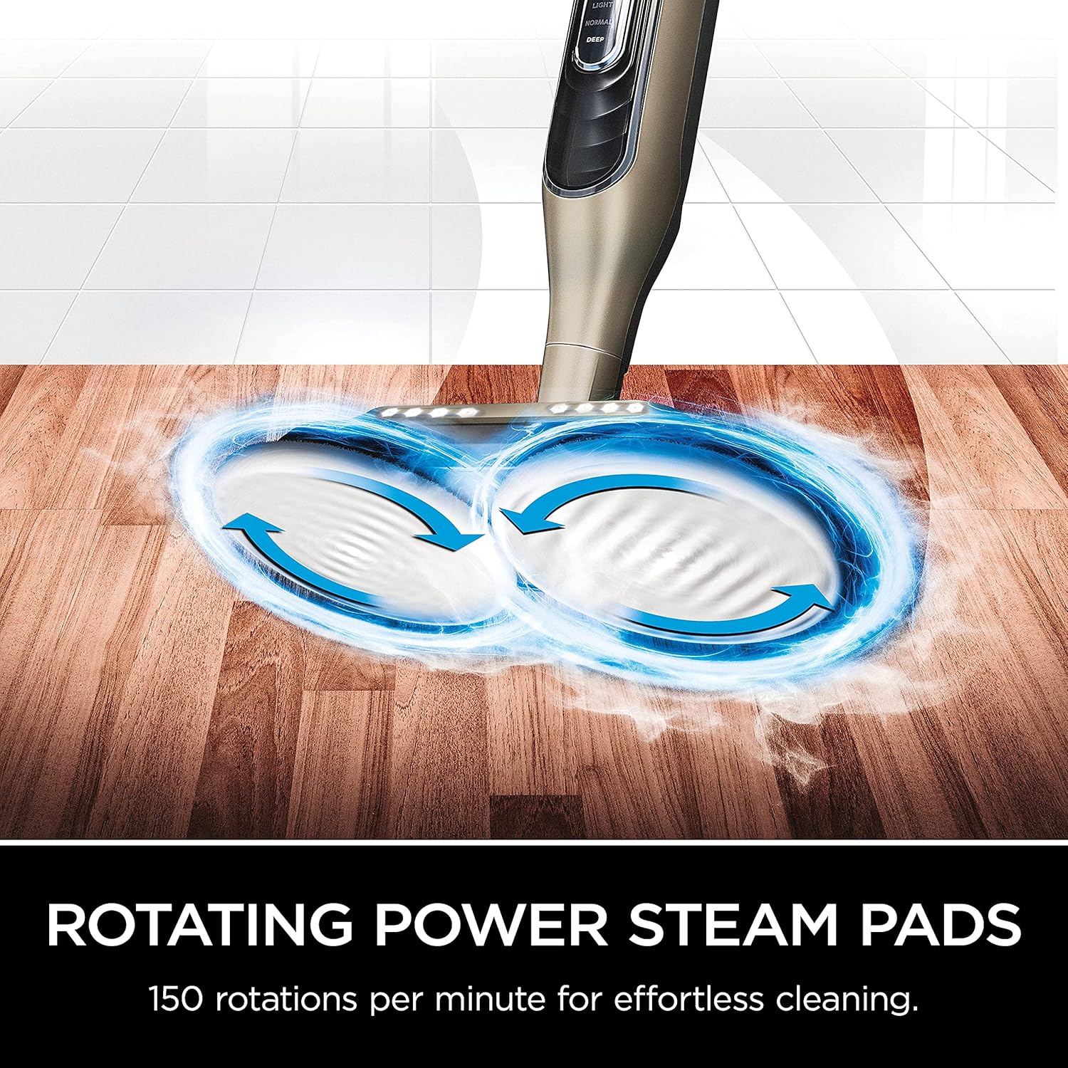 Shark S7001 Mop - Scrub & Sanitize Hard Floors with 4 Washable Pads, 3 Steam Modes & LED Headlights - Gold