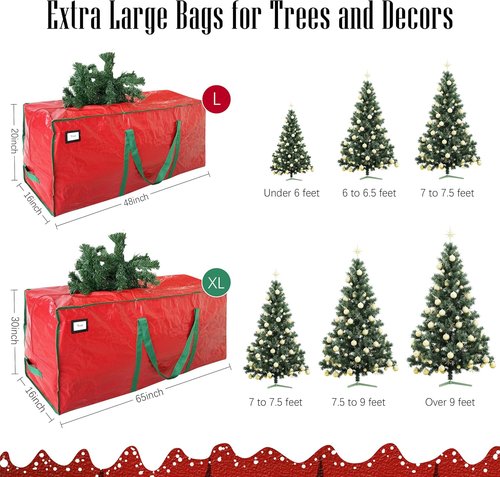 Cosy Family Christmas Tree Storage Bag - Durable Extra Large Heavy Duty Design with Reinforced Handles - Red (Pack of 2)
