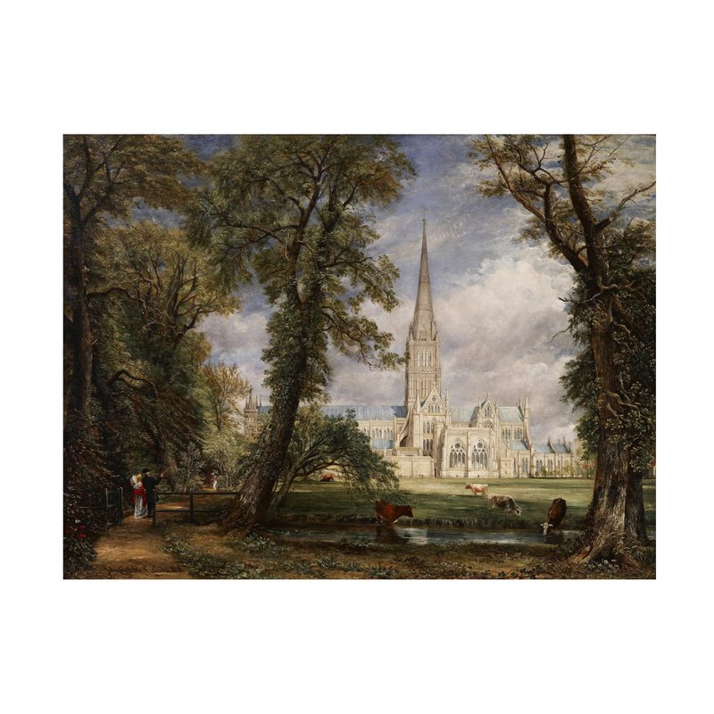 Wrapped Canvas Wall Art - John Constable 'Salisbury Cathedral' Wall Art for Living Room, Bedroom, or Office Décor - 24x32