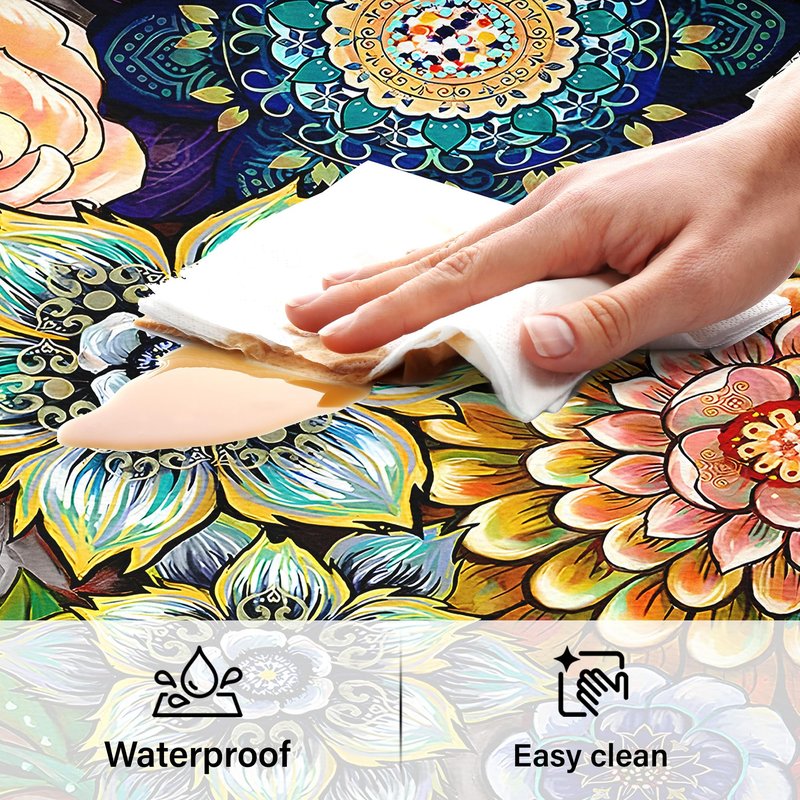 Tubeamin Floral Kitchen Rug Mat for Floor Boho Cushioned Anti-Fatigue Mat Non-Slip Standing Desk Waterproof Comfort Floor Mat for Sink, Office, Laundry, 17.3x28 Inch