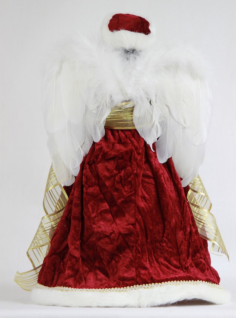 Windy Hill Collection 14" Inch Standing Red Floral African American Black Angel Christmas Tree Topper or Table Top 414570A