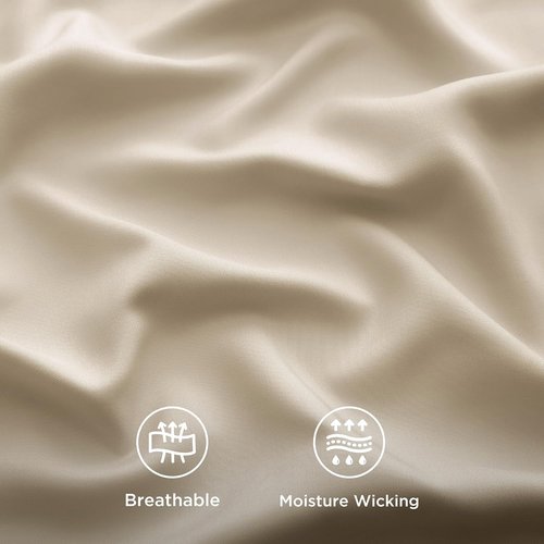 Bedsure Queen Sheet Set - Cooling Bamboo Rayon Sheets | Soft, Breathable Luxury Bedding in Beige