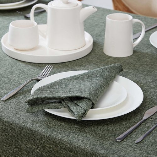 Laura Ashley Harper Luxuriously Smooth Fabric Tablecloth for Formal or Casual Dining, Holiday, Banquet, Wedding or Party, 60" x 144", Olive