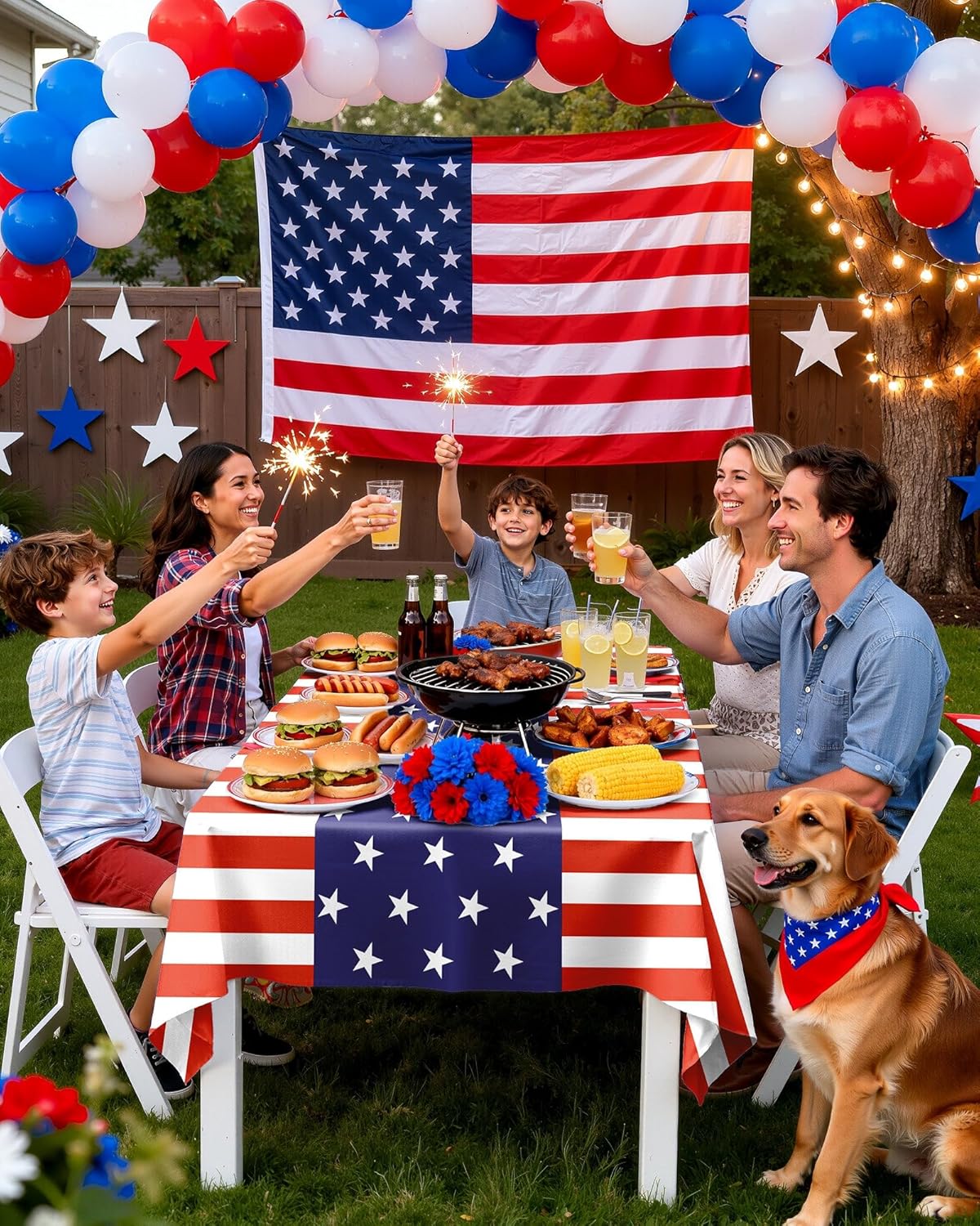 Pureegg 4th of July Tablecloth - Disposable American Flag Design | 54 x 108 Inch, 10 Pack for BBQs & Parties