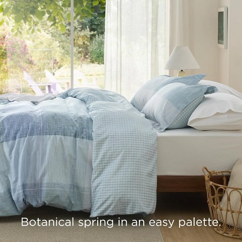 Bedsure Duvet Cover Set - Queen Size Gingham Reversible Buffalo Plaid | 3-Piece Blue Bedding with Zipper Closure & 8 Corner Ties