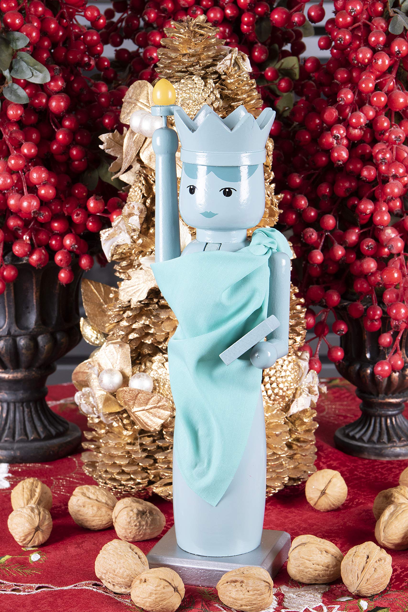 Clever Creations Statue of Liberty 14 Inch Traditional Wooden Nutcracker, Festive Christmas Décor for Shelves and Tables