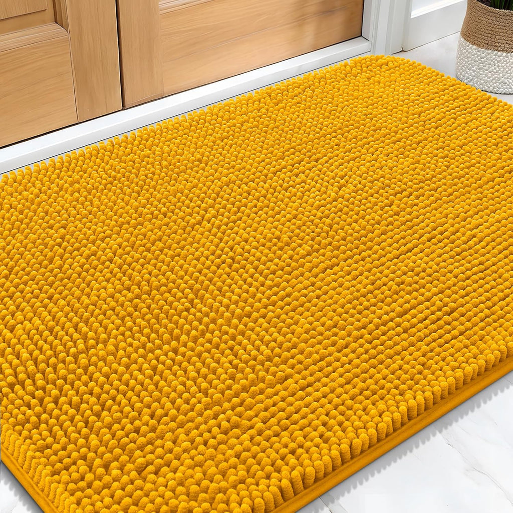 OLANLY Dog Door Mat - Absorbent Non-Slip Mud Mat for Indoor Use | 34x21 Inches, Golden Yellow