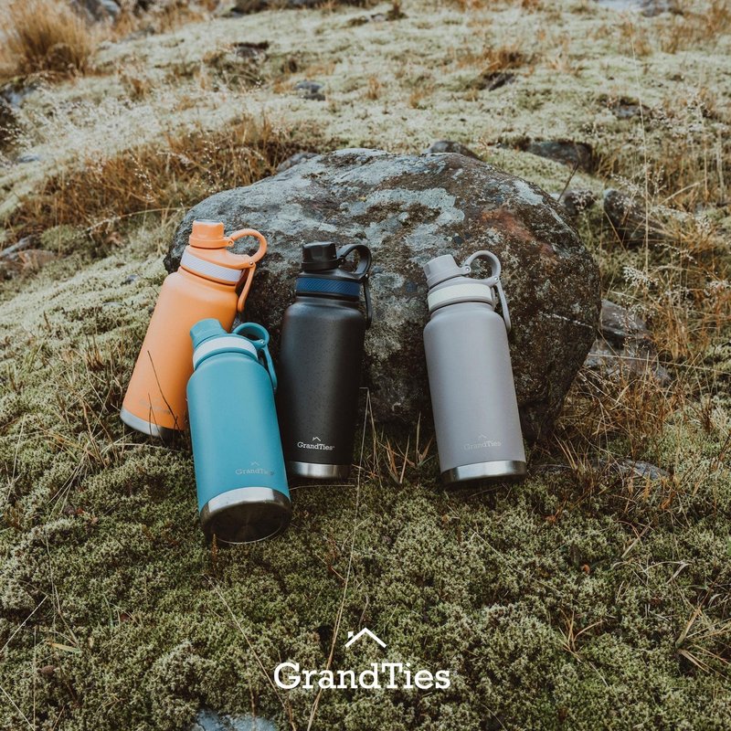 GRANDTIES 2 Lids Sports Stainless Steel Water Bottles – Wide Mouth Vacuum Insulated Reusable Leak Proof BPA-Free Travel Metal Canteen, Thermal Bottles for Men Women Gym (Ivory White 64 oz)