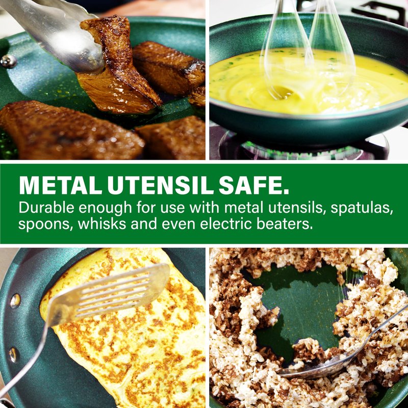 Granitestone 12 Inch Emerald Green Pan for Cooking, Large Non Stick Frying Pans Nonstick Frying Pan Skillet for Eggs, Omelette, Non Stick Pans, PFOA PFOS Free Oven & Dishwasher Safe