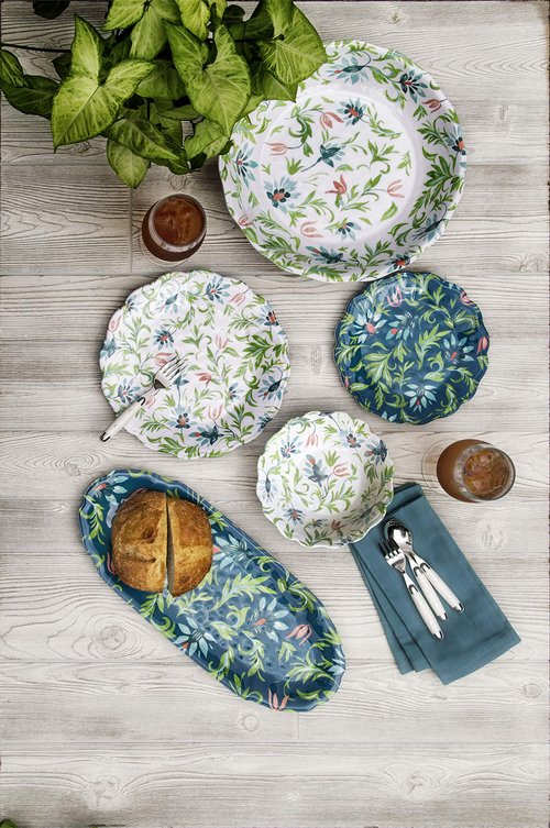 TarHong Chinoiserie Botanical Serve Bowl, 13.8", 135 Oz, Melamine