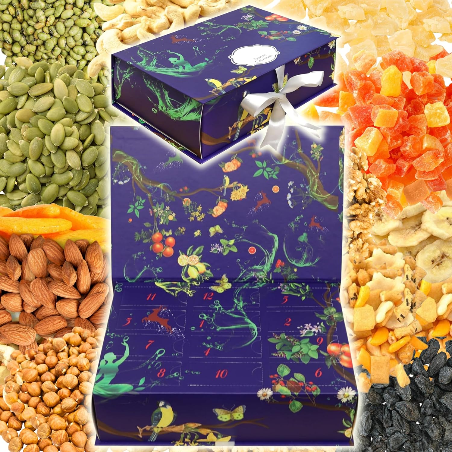 Skiennix 12-Day Advent Calendar - Gourmet Dried Fruit & Nut Snack Gift Box for Holiday Countdown