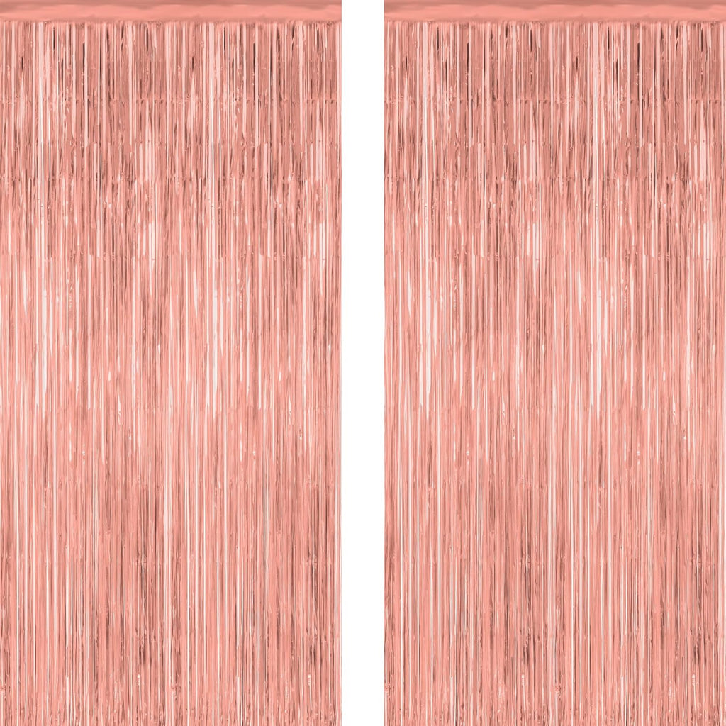 ZATAYE Rose Gold Fringe Curtains - 3.28 FT x 7.05 FT Metallic Photo Backdrop | Elegant Party Decor