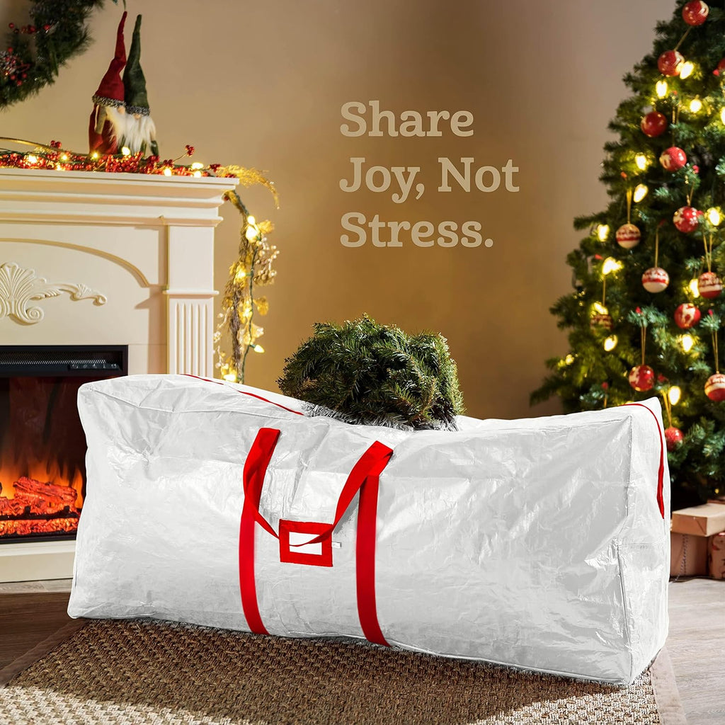 Zober Christmas Tree Storage Bag - Waterproof 9 Ft Capacity - Durable Handles & Label Slot - White