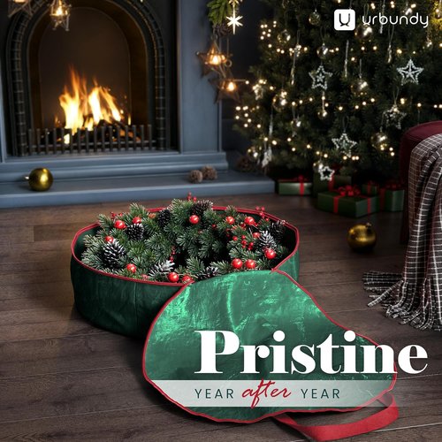 Heavy Duty Wreath Storage Bag - 30 Inch Waterproof Container for Year-Round Christmas Wreaths
