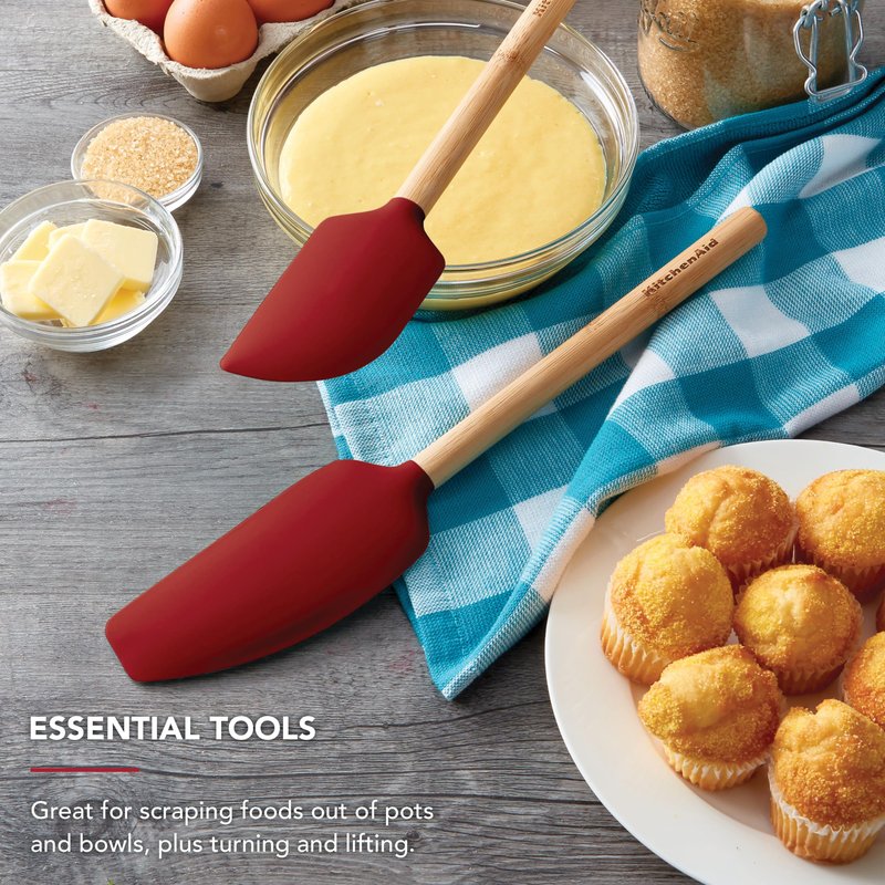 KitchenAid Bamboo Spatula Set, Empire Red, 2-Piece