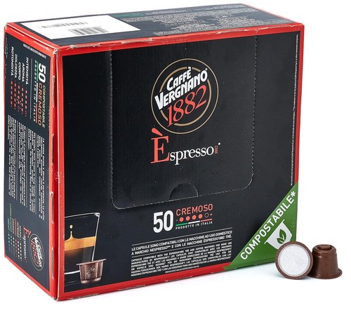 Caffe Vergnano 1882 Espresso Capsules - Medium Roast Arabica Robusta for Nespresso Machines | 50 Count