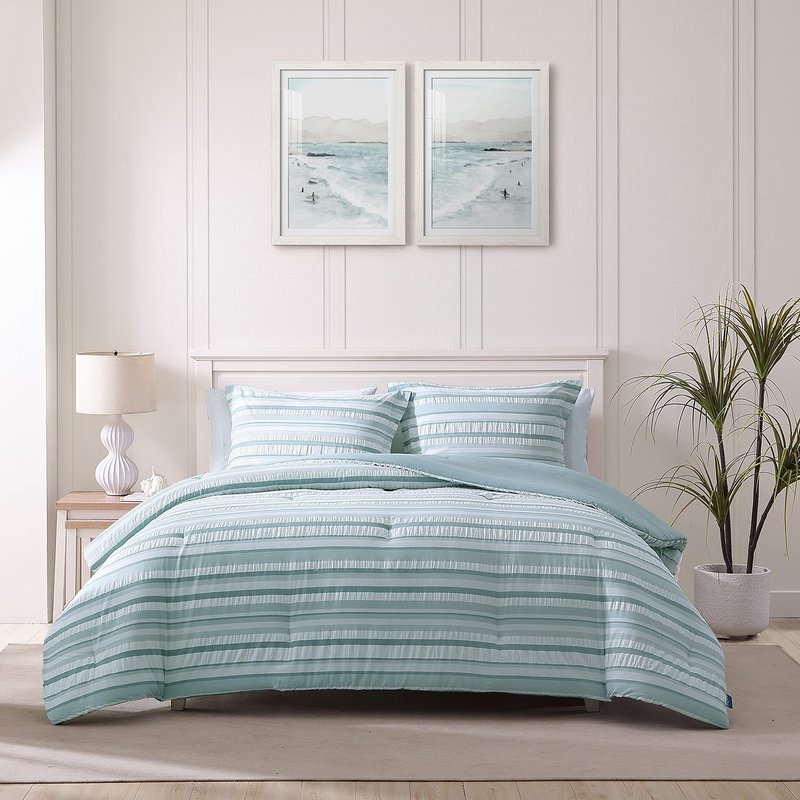 Tommy Bahama - King Duvet Cover Set, Cotton Bedding with Matching Shams & Button Closure, Super Soft Bedding Set (Clearwater Cay Blue, King)