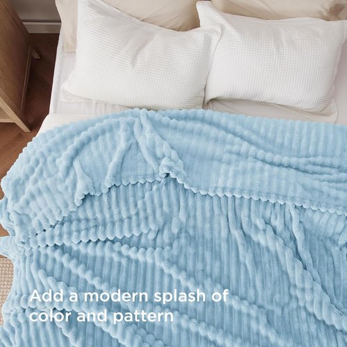 Bedsure GentleSoft Full Blanket - Cozy Light Blue Fleece Throw for Couch, Perfect Birthday Gift, 84x90 Inches