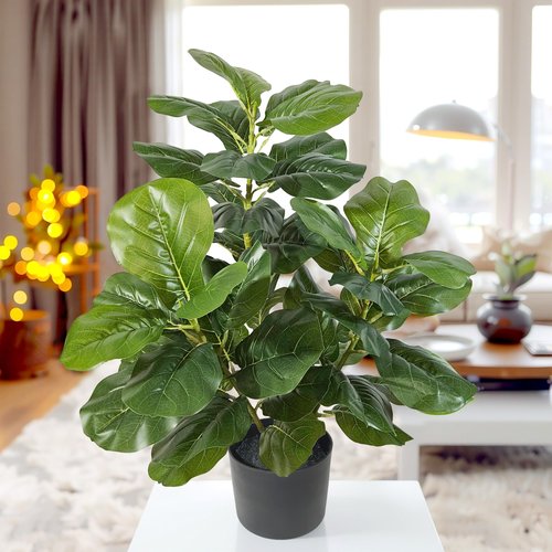 Artificial Fiddle Leaf Fig Tree Fake Potted Ficus Lyrata for Home Decor Office Decoration 3 feet Large Faux Plant with 49 Leaves Nursery Pot