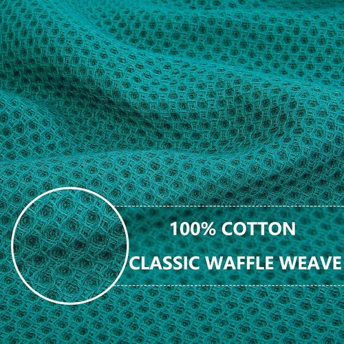 Homaxy 100% Cotton Waffle Weave Dish Towels - Ultra Soft & Absorbent | Quick Drying, 13 x 28 Inches, 12-Pack, Teal