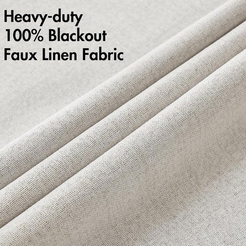 MIULEE 90-Inch Linen Textured Blackout Curtains - Thermal Insulated Cream White Drapes | Luxury Room Darkening for Bedroom & Living Room (2 Panels)