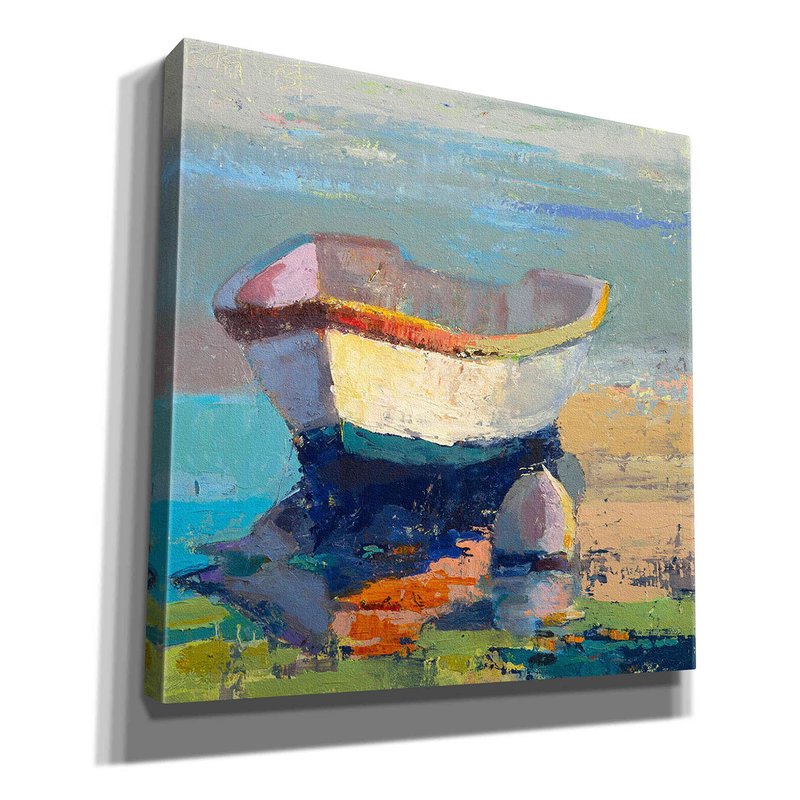 Epic Graffiti 'Bottle Green Boat' by Beth Forst, Giclee Canvas Wall Art, 12"x12"