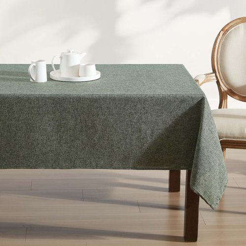 Laura Ashley Harper Luxuriously Smooth Fabric Tablecloth for Formal or Casual Dining, Holiday, Banquet, Wedding or Party, 60" x 144", Olive